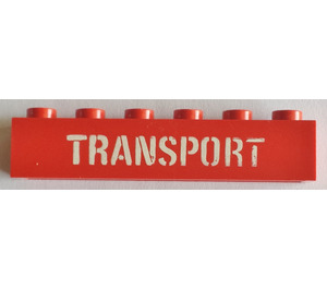 LEGO Red Brick 1 x 6 with 'Transport' Stencil (3009)