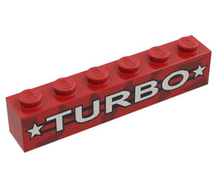 LEGO Červená Kostka 1 x 6 s "TURBO" a Hvězdy (3009)