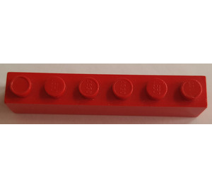 LEGO Red Brick 1 x 6 without Bottom Tubes, with Cross Supports
