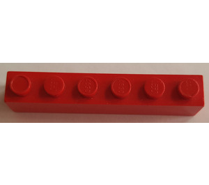 LEGO Rojo Ladrillo 1 x 6 sin tubos inferiores, con soportes trasversales