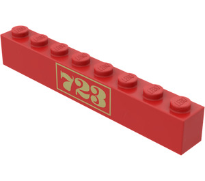 LEGO Red Brick 1 x 8 with "723" (3008)