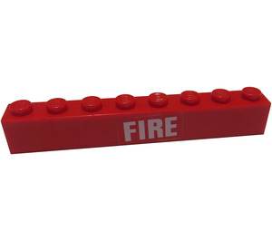 LEGO Red Brick 1 x 8 with Fire Sticker (3008)