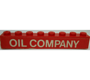 LEGO Rood Steen 1 x 8 met "OIL COMPANY" Sticker from Set 373-1 (3008)