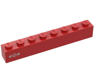 LEGO rot Backstein 1 x 8 mit Zug Logo (Links) Aufkleber (3008)