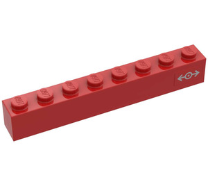 LEGO Red Brick 1 x 8 with Train Logo (Right) Sticker (3008)