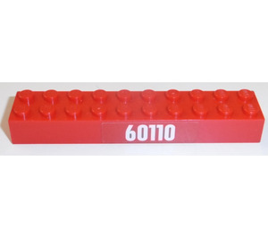 LEGO Rosso Mattoncino 2 x 10 con '60110' (both Lati) Adesivo (3006)