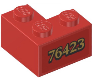 LEGO Red Brick 2 x 2 Corner with 76423 left Sticker (2357)