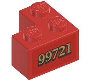 LEGO Rood Steen 2 x 2 Hoek met 99721 Rechtsaf Sticker (2357)