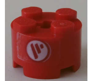 LEGO Rood Steen 2 x 2 Rond met 3 Rood Strepen Sticker (3941)