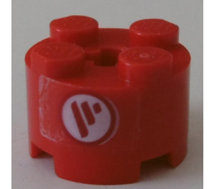 LEGO rouge Brique 2 x 2 Rond avec 3 rouge Rayures Autocollant (3941)