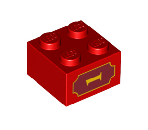 LEGO Rood Steen 2 x 2 met '1' (3003 / 90842)