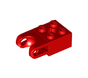 LEGO Red Brick 2 x 2 with Ball Socket and Axlehole (Wide Socket) (92013)