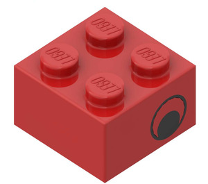 LEGO Rood Steen 2 x 2 met Zwart Oog aan Both Zijkanten (3003 / 81508)