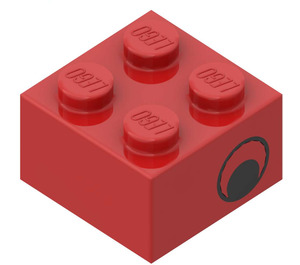 LEGO Rood Steen 2 x 2 met Zwart Eye Aan Both Sides (3003 / 81508)
