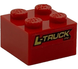 LEGO rot Backstein 2 x 2 mit 'L-TRUCK inc' Aufkleber (3003)