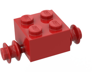 LEGO Rood Steen 2 x 2 met Rood Single Wielen (3137)