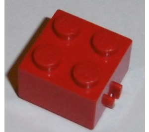 LEGO Red Brick 2 x 2 with Wheels Holder (Open Loops)