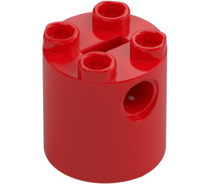 LEGO Red Brick 2 x 2 x 2 Round with Bottom Axle Holder 'x' Shape '+' Orientation (30361)