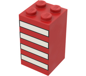 LEGO Red Brick 2 x 2 x 3 with 4 White Stripes (30145)