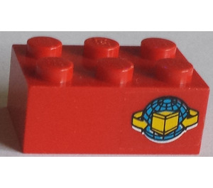 LEGO rouge Brique 2 x 3 avec Boîte et Arrows et Globe Autocollant (3002)