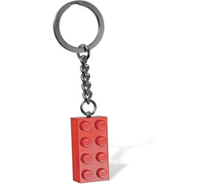 LEGO Red Brick 2 x 4 Key Chain with Lego Logo Tile 3 x 2 Curved with Hole (850154)