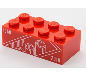 LEGO Red Brick 2 x 4 with 1958-2018 (3001)
