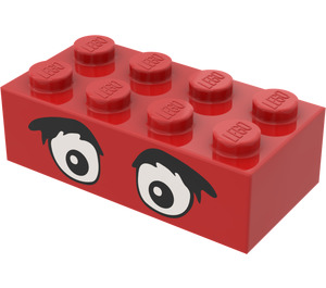 LEGO Röd Kloss 2 x 4 med Ögon (3001)