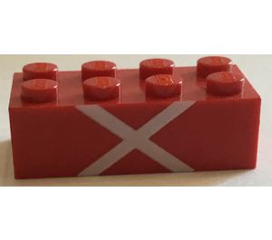 LEGO Red Brick 2 x 4 with "X" (3001)