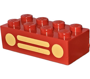 LEGO Rosso Mattoncino 2 x 4 con Giallo Macchina Griglia (3001)