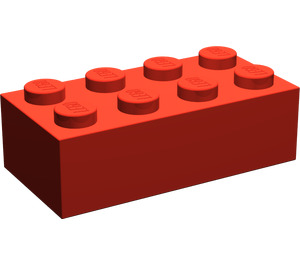 LEGO Red Brick 2 x 4 without Cross Supports with Frosted Horizontal Line