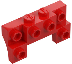 LEGO Červená Kostka 2 x 4 x 0.7 s Přední Cvočky a tlusté boční klenby (14520 / 52038)