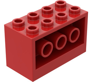 LEGO Rød Kloss 2 x 4 x 2 med Hull på Sider (6061)