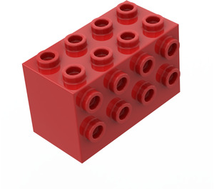 LEGO Red Brick 2 x 4 x 2 with Studs on Sides (2434)