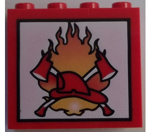 LEGO rot Backstein 2 x 4 x 3 mit Feuer und 2 Axes (30144)