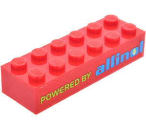 LEGO Red Brick 2 x 6 with 'POWERED BY allinol' Sticker (2456)