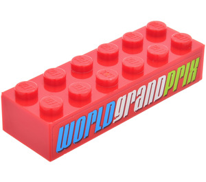 LEGO rouge Brique 2 x 6 avec 'WORLD GRAND PRIX' Autocollant (2456)