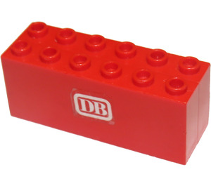 LEGO Röd Kloss 2 x 6 x 2 Weight med Vit 'DB' Klistermärke med delad botten