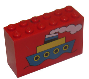 LEGO Červená Kostka 2 x 6 x 3 s Loď Dekorace (6213)