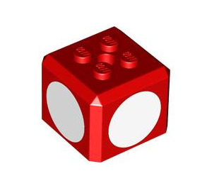 LEGO Rot Stein 3 x 3 x 2 Cube mit 2 x 2 Noppen auf oben mit Weiß Circles (69085 / 102207)