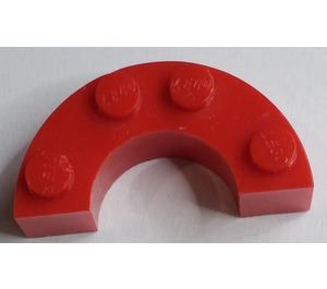 LEGO Red Brick 4 x 2 Round Half Circle without Stud Notches