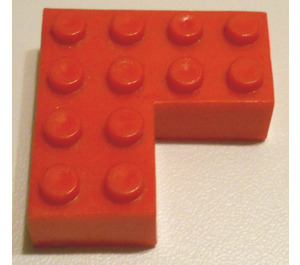 LEGO Red Brick 4 x 4 Corner without Bottom Tubes