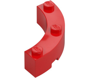 LEGO Rood Steen 4 x 4 Rond Hoek (Breed met 3 Noppen) (48092 / 72140)