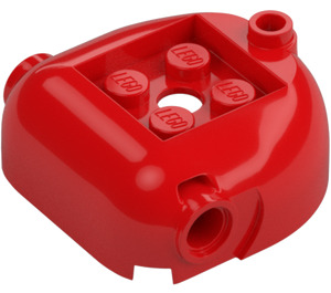 LEGO Red Brick 4 x 4 x 1.3 Round with Recessed Studs and Pin Holes (84866)