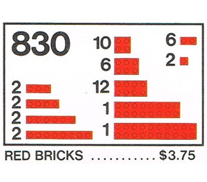 LEGO rouge Bricks Parts Pack 830