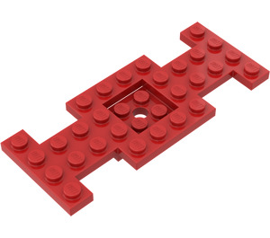 LEGO Röd Bil Bas 10 x 4 x 0.7 med Centrum Hål