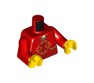 LEGO Red Chinese Jacket Torso with Golden Diamond with Four Circles Decoration (973 / 76382)