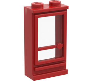 LEGO Red Classic Door 1 x 2 x 3 Left with Solid Stud with Hole and Fixed Glass