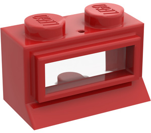 LEGO Rojo Classic Ventana 1 x 2 x 1 con borde extendido, espigas sólidas, vidrio fijo