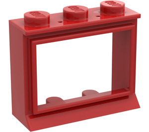 LEGO Red Classic Window 1 x 3 x 2 with Extended Lip and Solid Studs