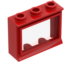 LEGO Punainen Classic Ikkuna 1 x 3 x 2 jossa Fixed Lasi ja lyhyt ikkunapalkki